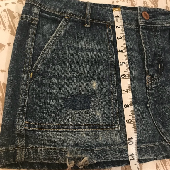 Blue jean mini skirt distressed look size 8 - Picture 3 of 8